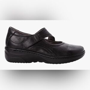 Propet Black Mary Jane Comfort Loafer with Hook-and-Loop Strap